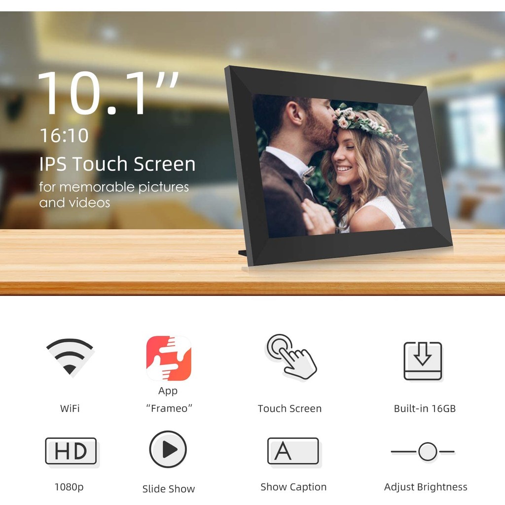 Frameo Digital Intelligent Cloud Photo Frame 10.1-inch Touch Screen ...