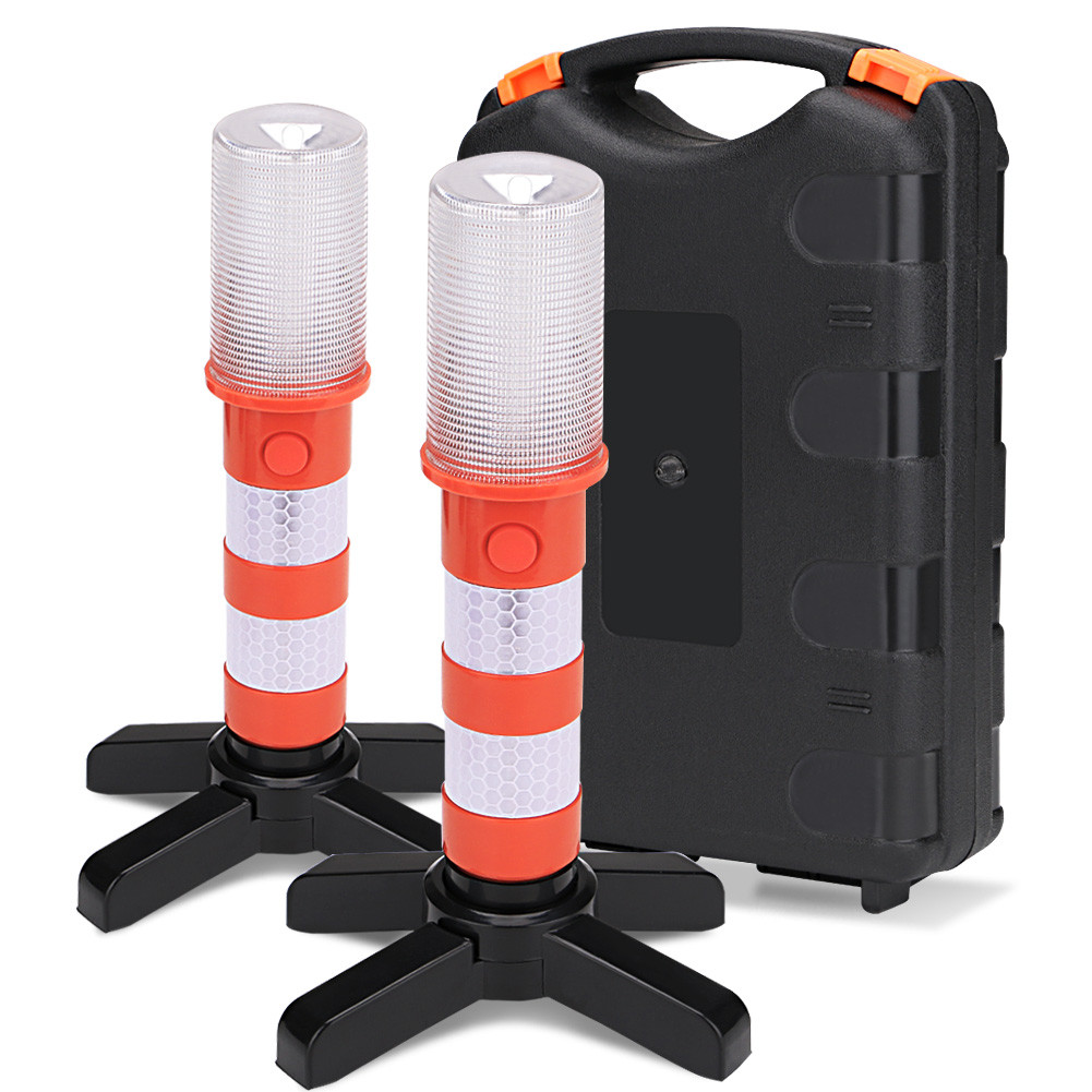 2pc LED Magnetic Flashlight Emergency Roadside Flares Detachable Stand ...