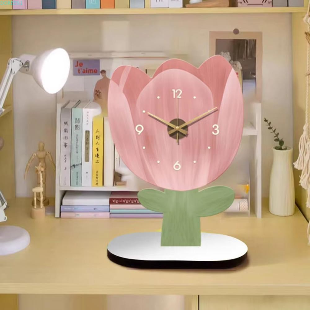 DOREEN1 Flower Display Clock, Cute High-end Floral Tabletop Clock ...