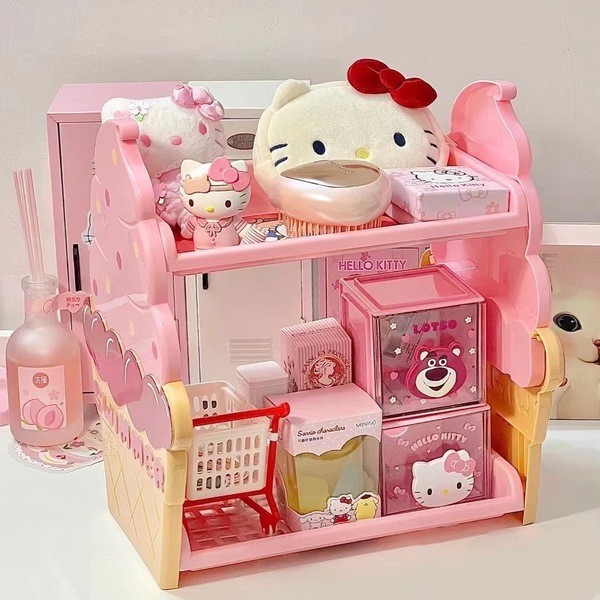 Double-layer pass-through ice cream rack sweet cute desktop student ...