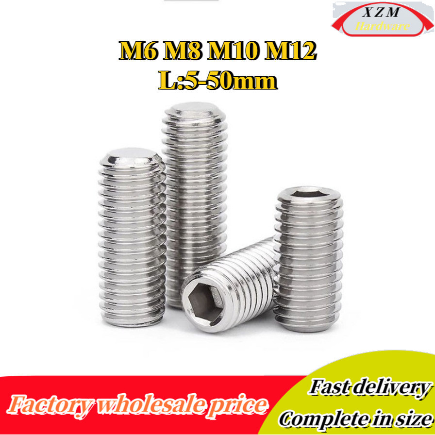 Sus304 Fine Thread Fixed Screw Headless Hexagon Socket Screw Flat End ...