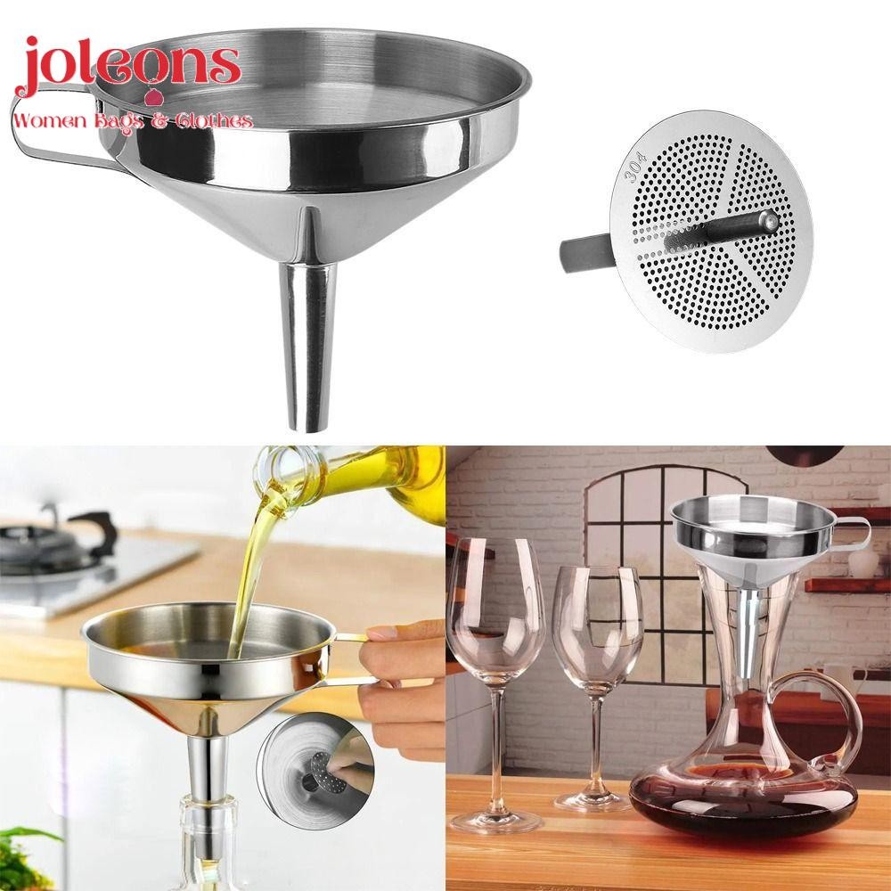 JOLEONS Stainless Steel Funnel, with Detachable Filter Wide Mouth ...