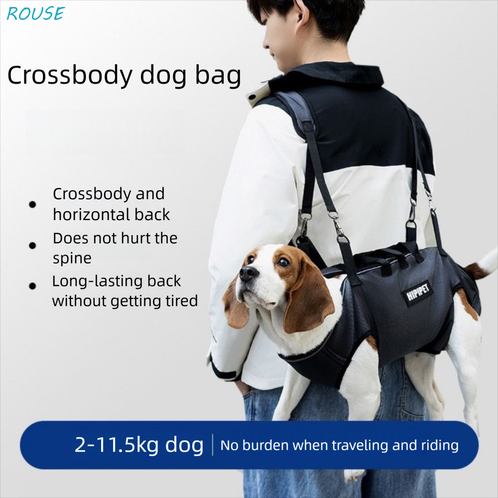 ROUSE Pet Outing Backpack, Breathable Adjustable Strap Dog Lift Harness,  Convenient Full Support Portable Shoulder＆Handheld Dogs Sling Carrier  Medium