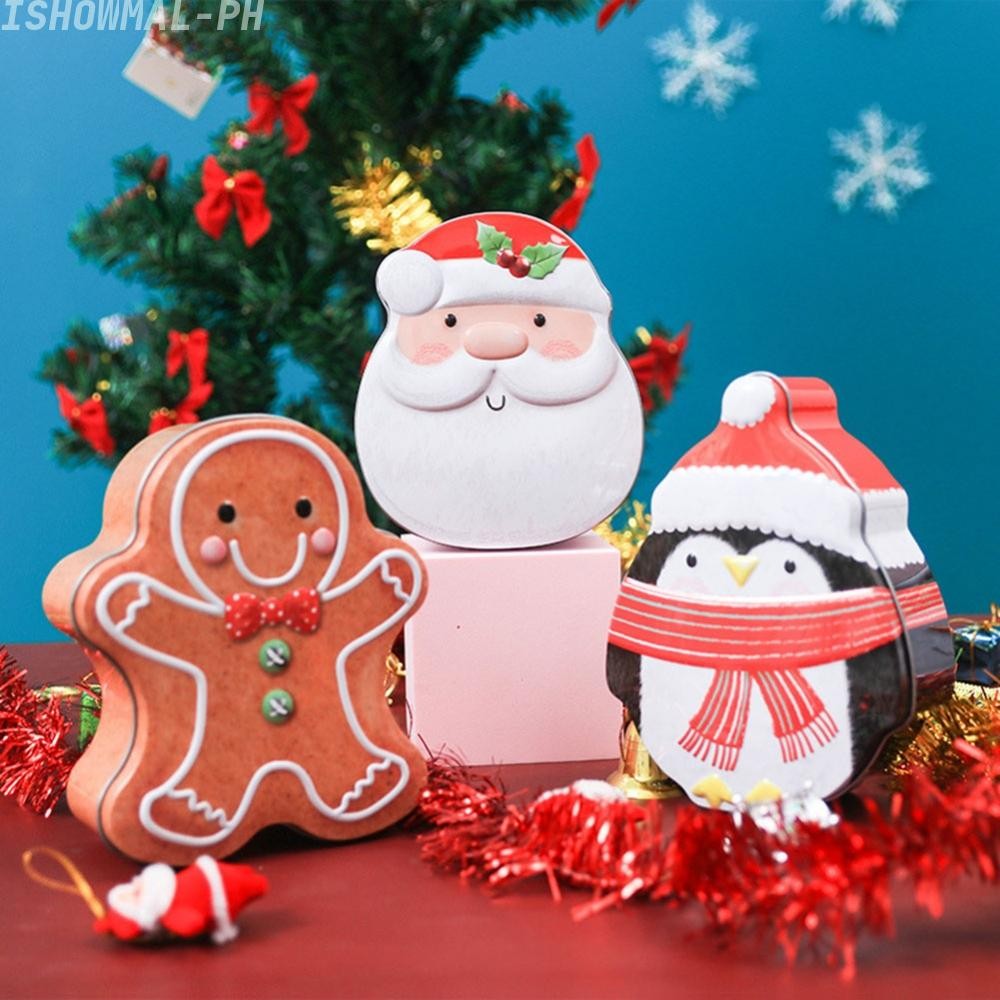 [ISHOWMAL-PH]Christmas Decorated Candy Tin Featuring Santa Claus Store ...