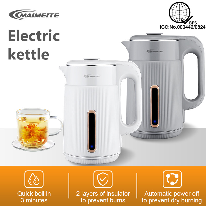 Maimeite Electric Kettle 2.3L Stainless Kettle Double Layer Anti ...