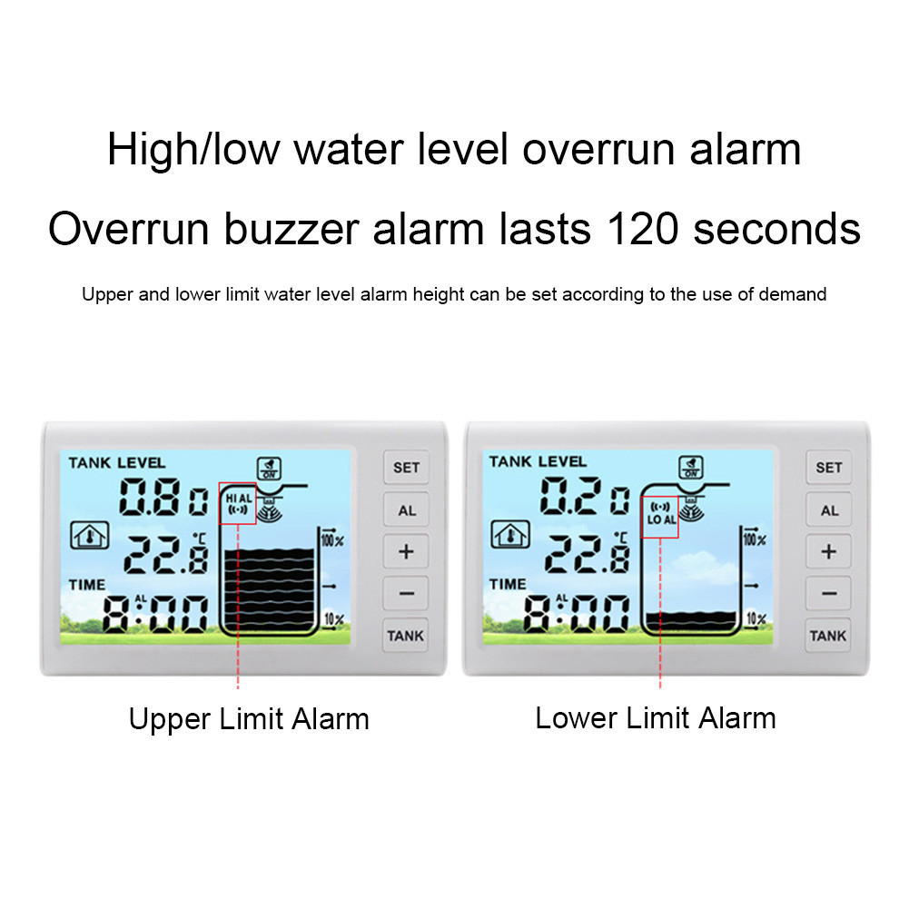 Ultrasonic Water Tank Liquid Level Meter with Temperature Sensor Time ...