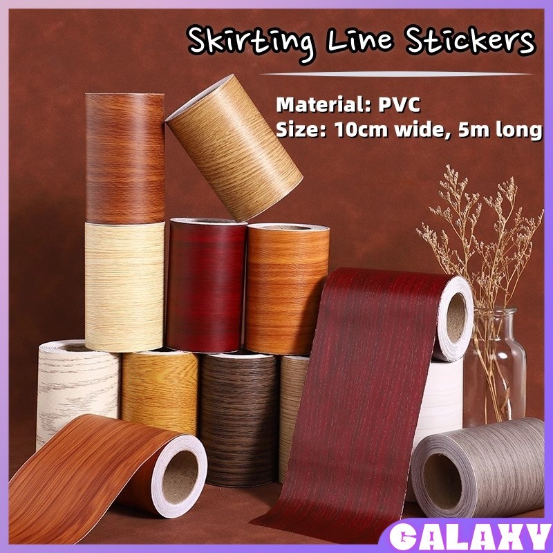 Wood Grain PVC Self Adhesive Wallpaper Waterproof Skirting Line Wood ...