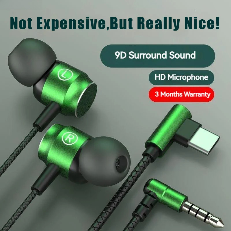 Metal Magnetic Type C&3.5mm Wired Earphones For In-Ear Headphones Hifi ...