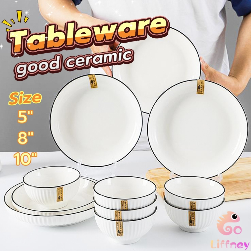 LFN Japanese Ceramic Serving Bowl 5/8/10inch Soup Bowl Plate Salad ...