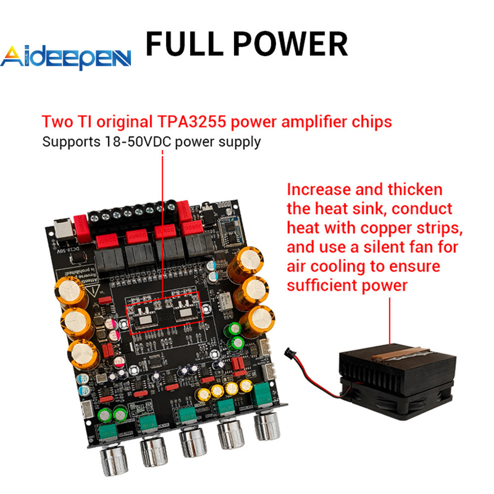 AIDEEPEN ZK-APTX3 Qualcomm Bluetooth amplifier board 2.1 channel 300W ...