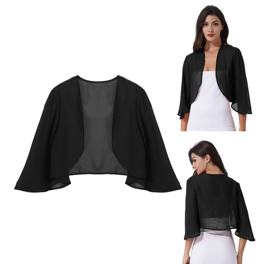 BUCUXE Women's Soft Chiffon Shawl Wraps Shrug for Evening Dress Wedding Cape Bolero Flapper Cover Up - Cardigans