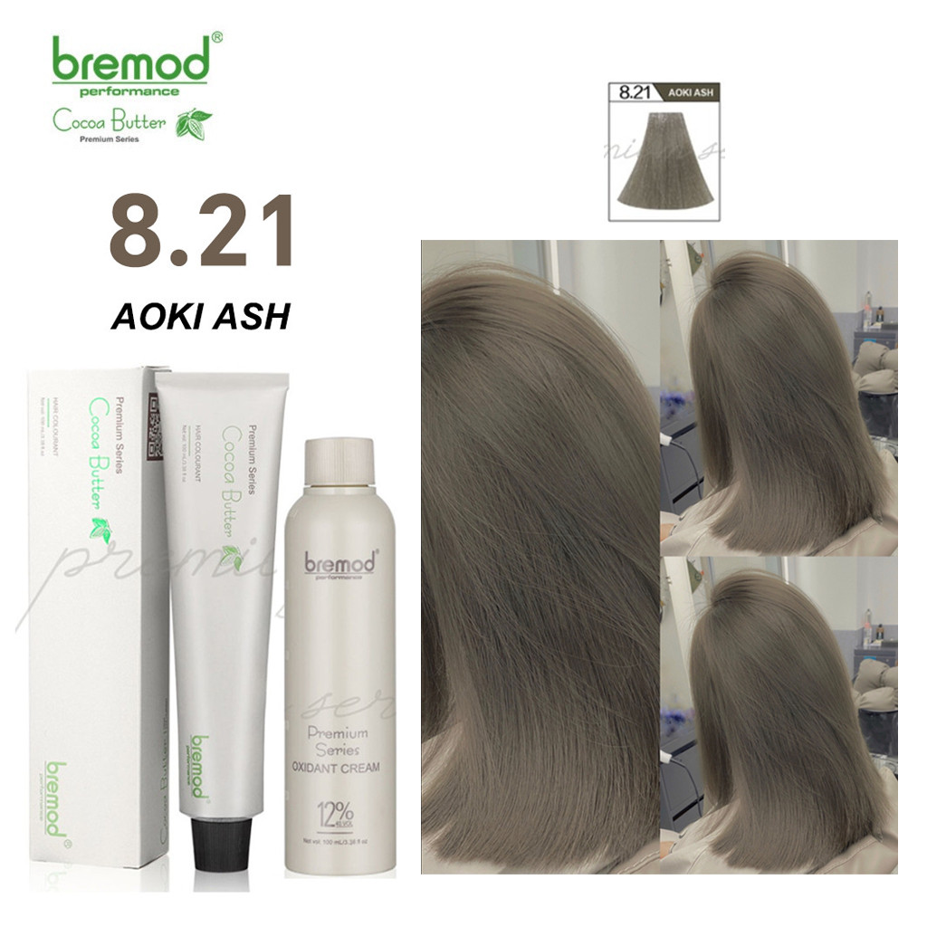 Bremod Coco Butter Hair Color 8.21 Aoki Ash With Oxidizing Cream ...