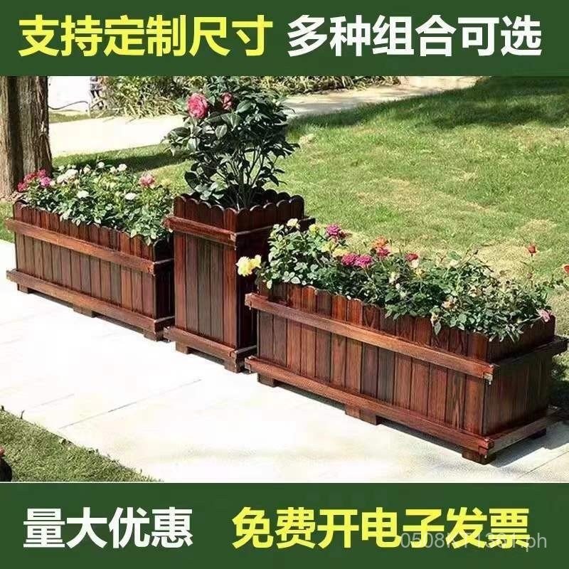 Garden Antiseptic Wood Flower Bed Combination Outdoor Balcony Flower ...