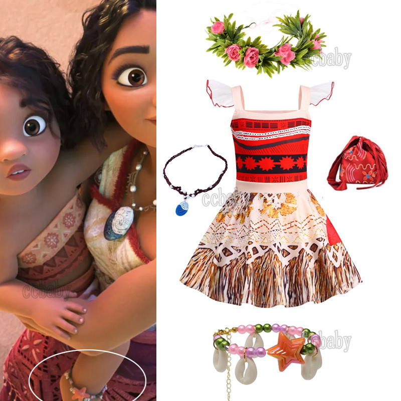 Summer Kids Girl Moana Cosplay Outfit Halloween Photoshoot Flying ...