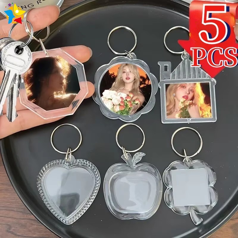 5Pcs Blank Photo Frame Keychain Transparent Acrylic Insert Photo Split ...