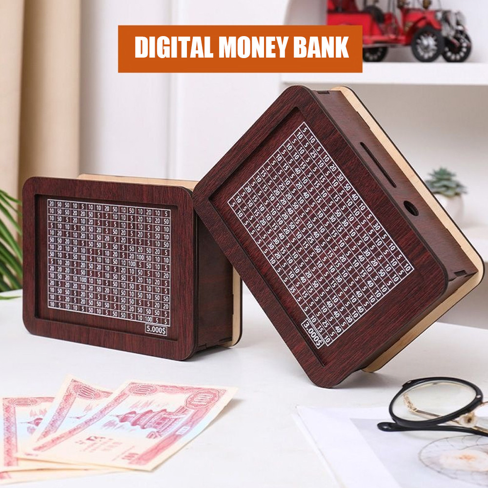 Digital Counter Reusable 5000/10000 3000/1000 Savings 2025 Piggy Wooden ...