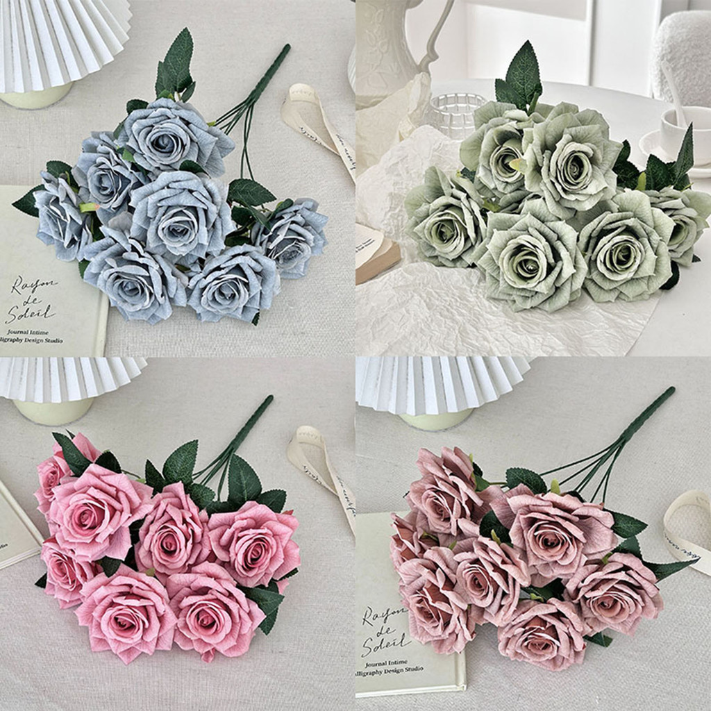 Artificial Flower Rose Flower Bouquet Artificial Red Roses Realistic ...