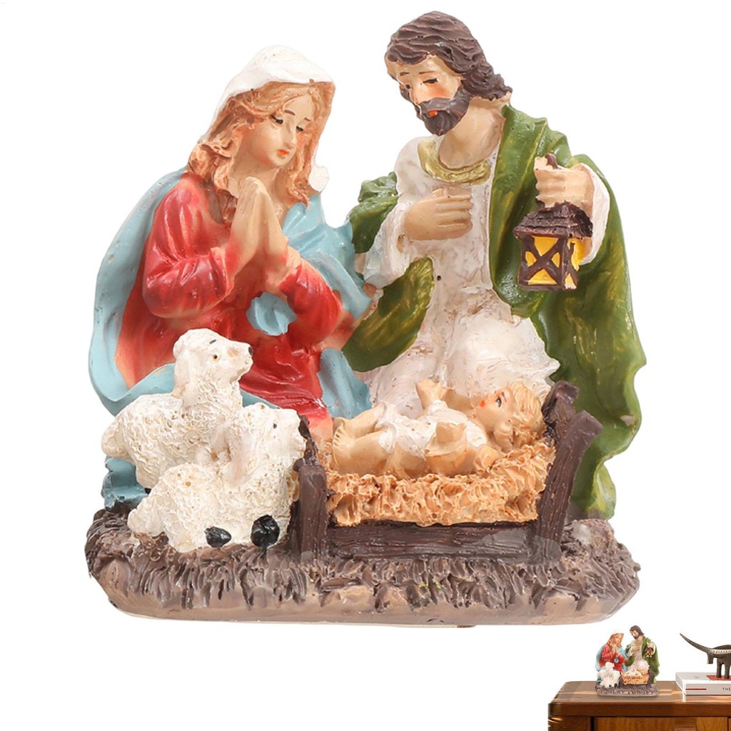 Christmas Handmade Religious Nativity Set with Manger