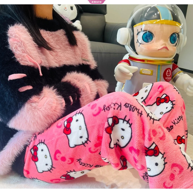Plush Loose Pajamas Hello Kitty Pajamas Long Pants Women'S And Men'S ...