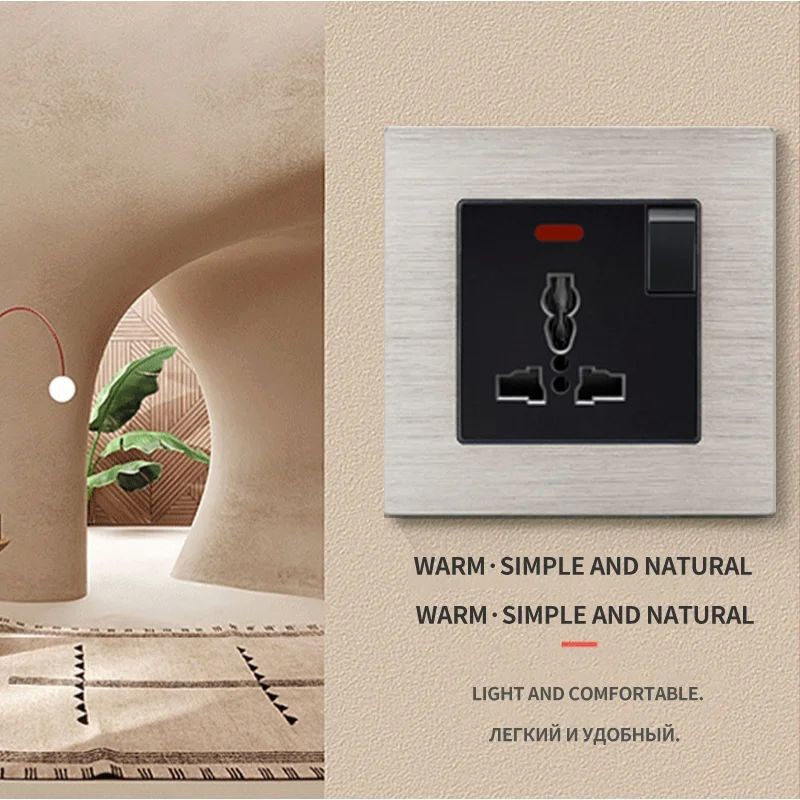 Silver Brushed Aluminum Surface Switch Socket Wall Panel, Embedded ...