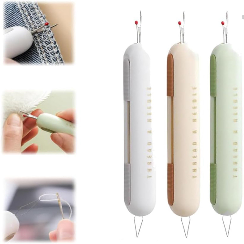 Needle Threader Seam Ripper 2-in-1 Manual Threader Stitching Remover ...