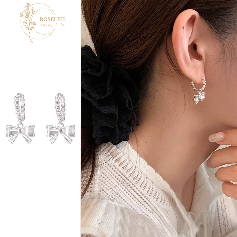 Reffeer 925 Sterling Silver Bow Designed Half Hoop Huggie Earrings With Screw Back Finding For Women And Girls