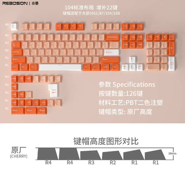 keycaps The original height PBT material keycaps 126 keys are a full ...