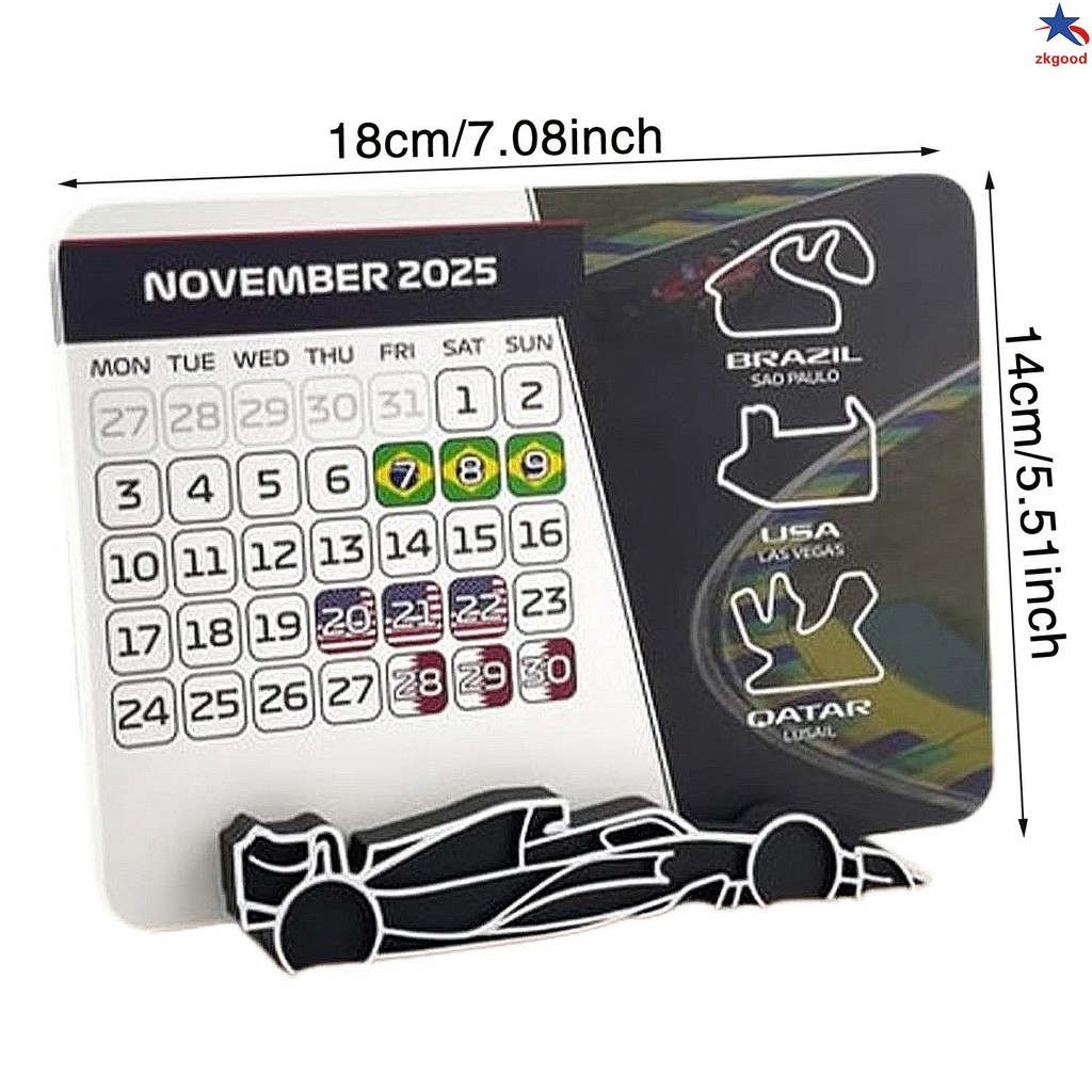 Desktop F1 2025 Calendar 12 Months Calendar with Race Track Design