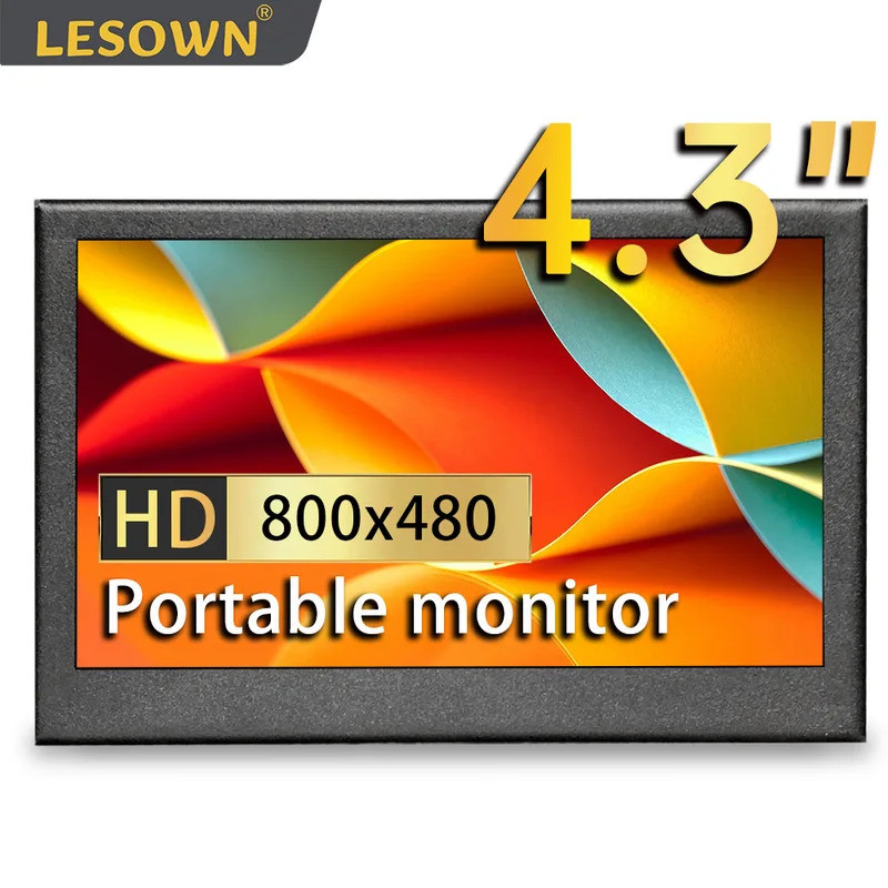 LESOWN 4.3 inch Monitor Small HD 800x480 IPS mini Screen Wide LCD HDMI ...