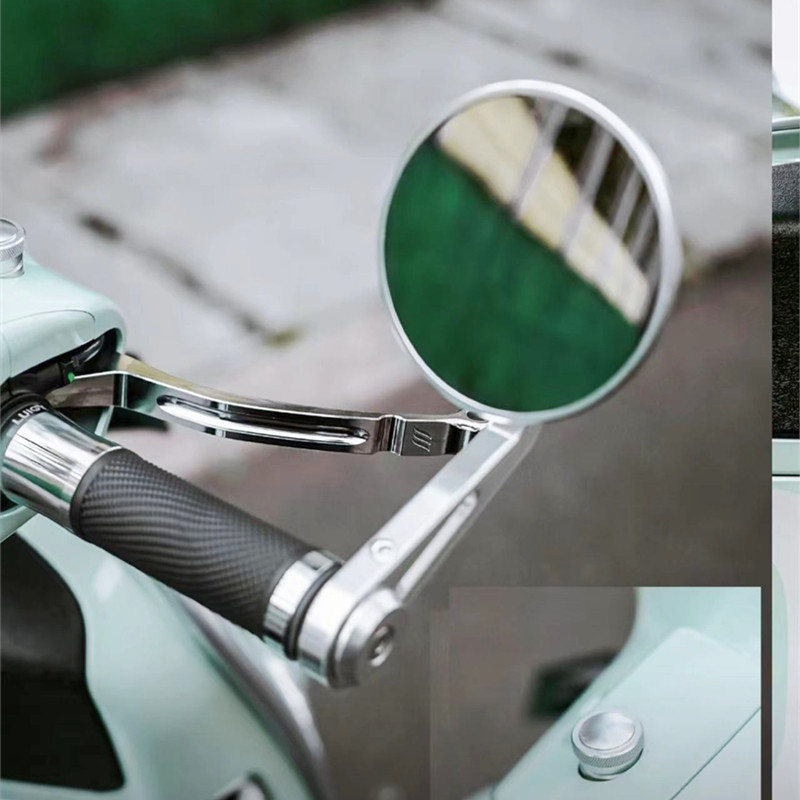 Motorcycle Retro Round Handlebar Bar End Rear View Mirrors For Vespa ...