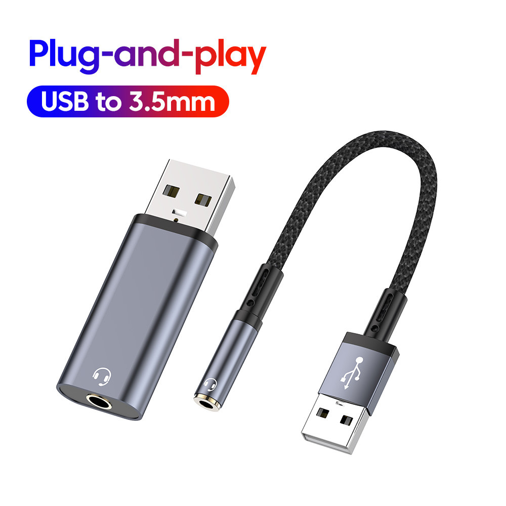 Desktop Computer USB Sound Card Driver Free 3.5mm Audio Cable for PC ...