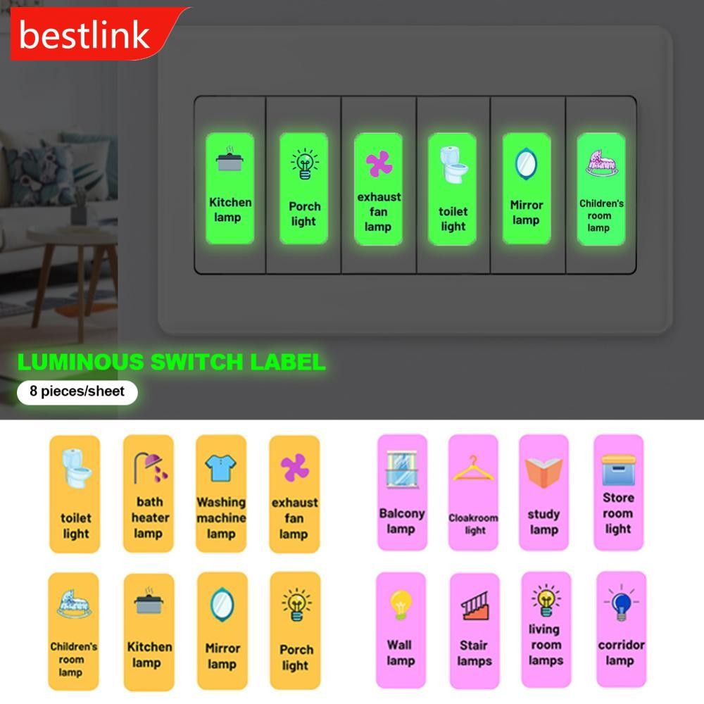 BESTLINK Glow in the Dark Switch Button Indication Label Luminous Strip ...