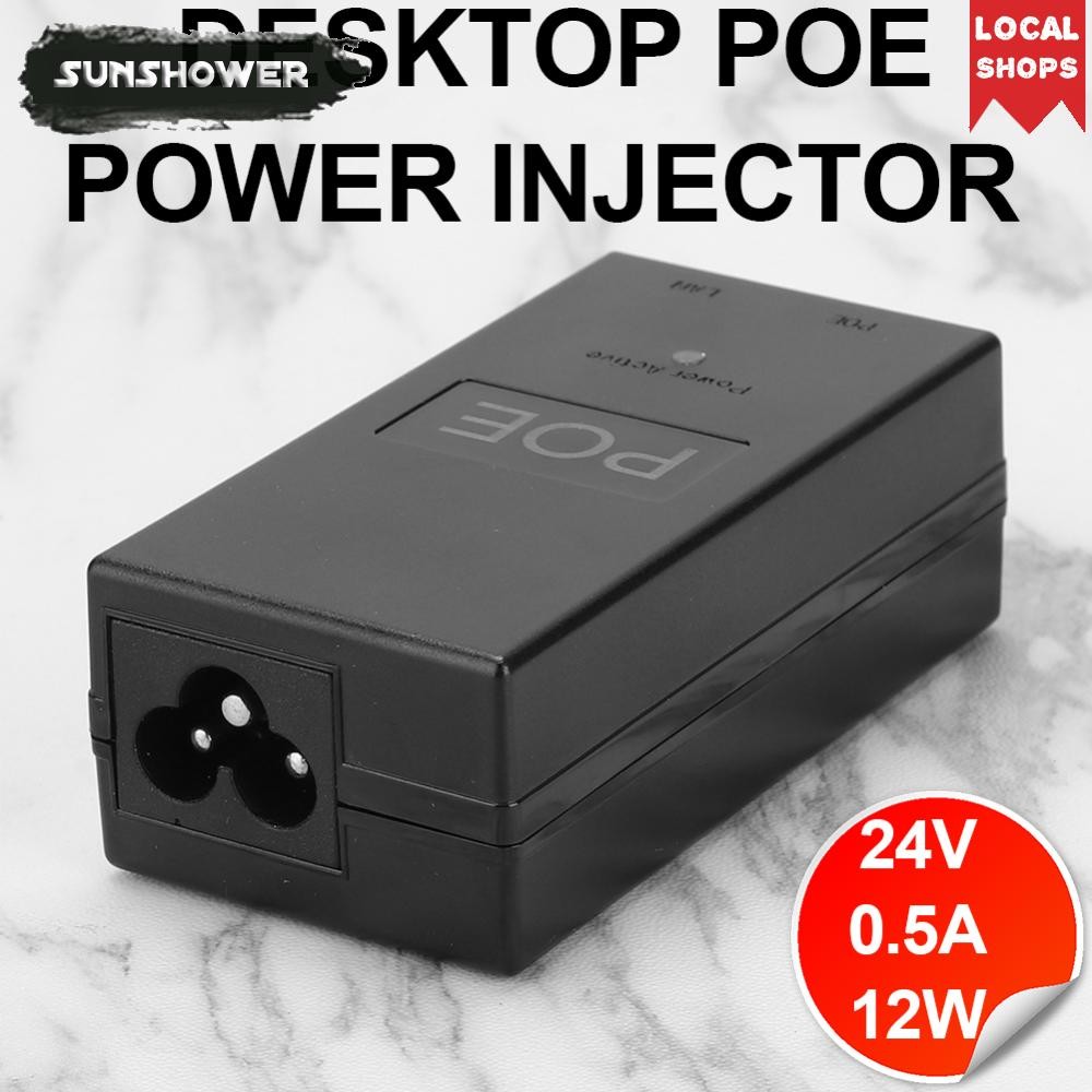 24V 0.5A 24W Desktop POE Power Injector Ethernet Adapter Surveillance ...