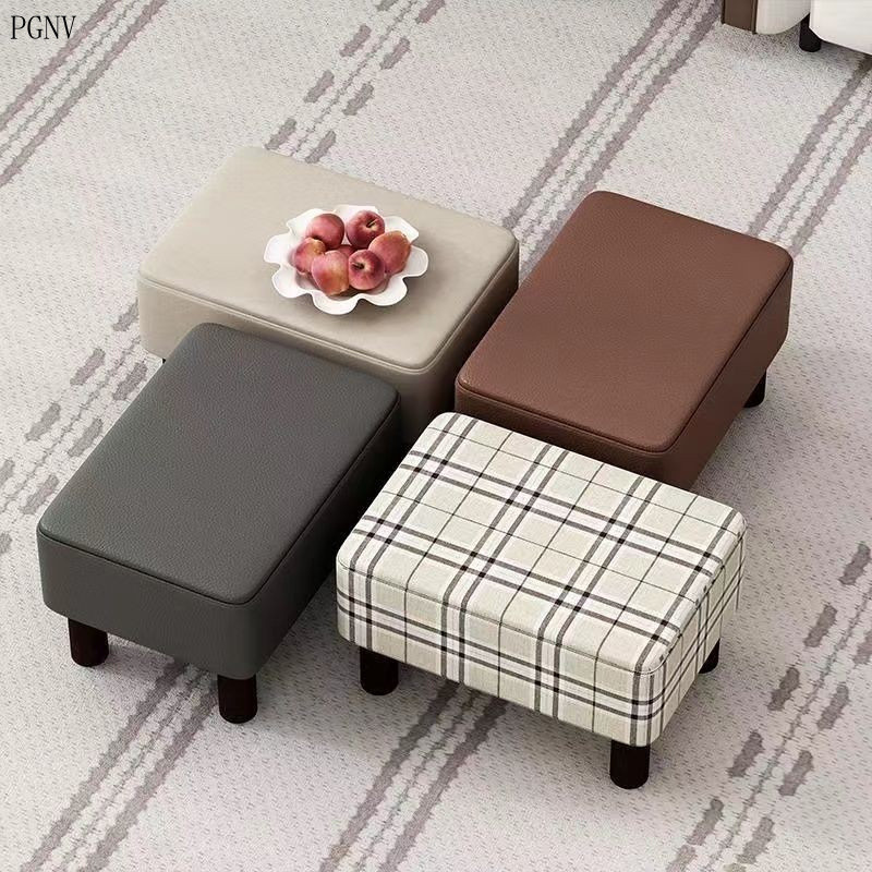 Pine wood living room small stool household adult low stool pu leather ...