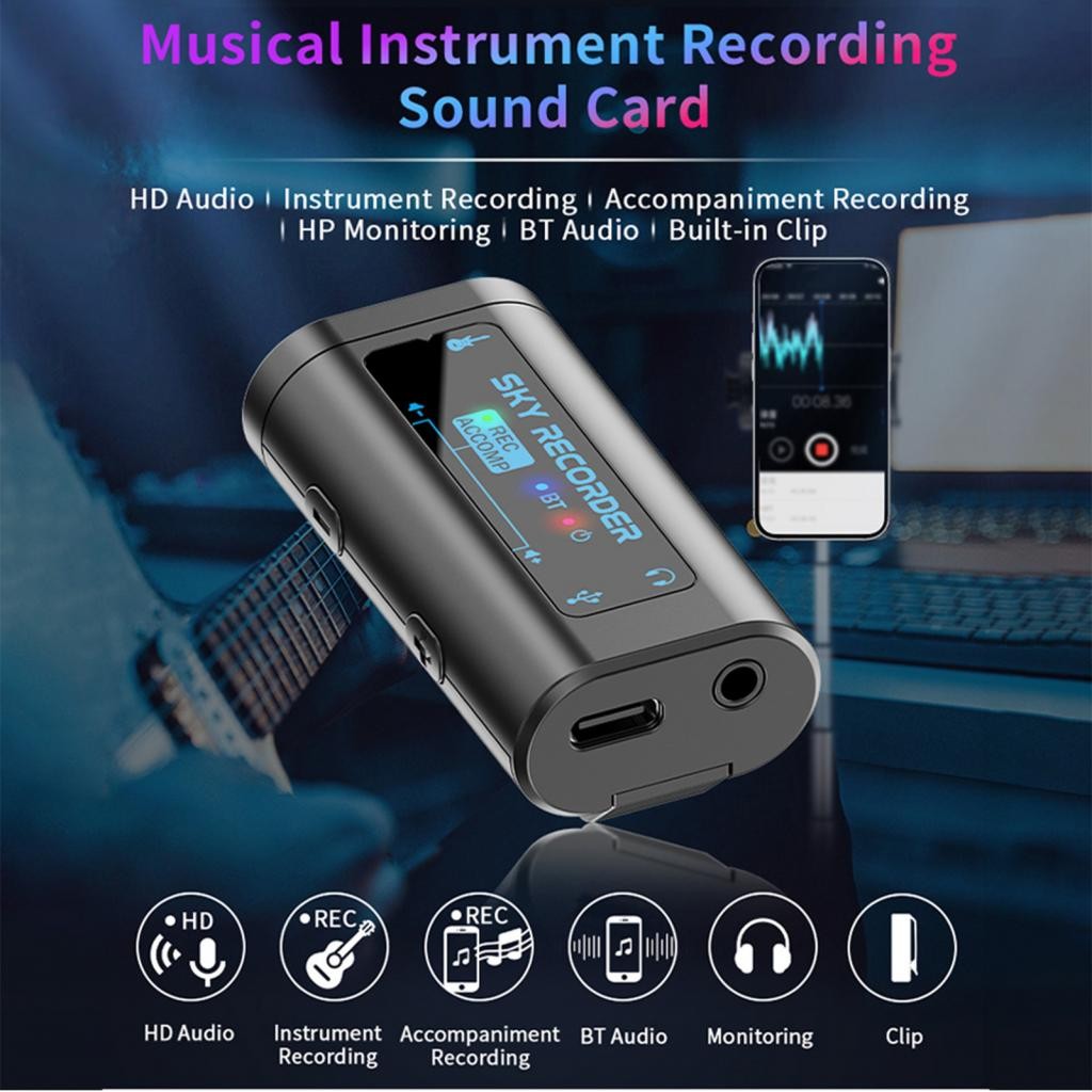 Mini Recording Sound Card Lightweight Type C Power Supply for Live ...