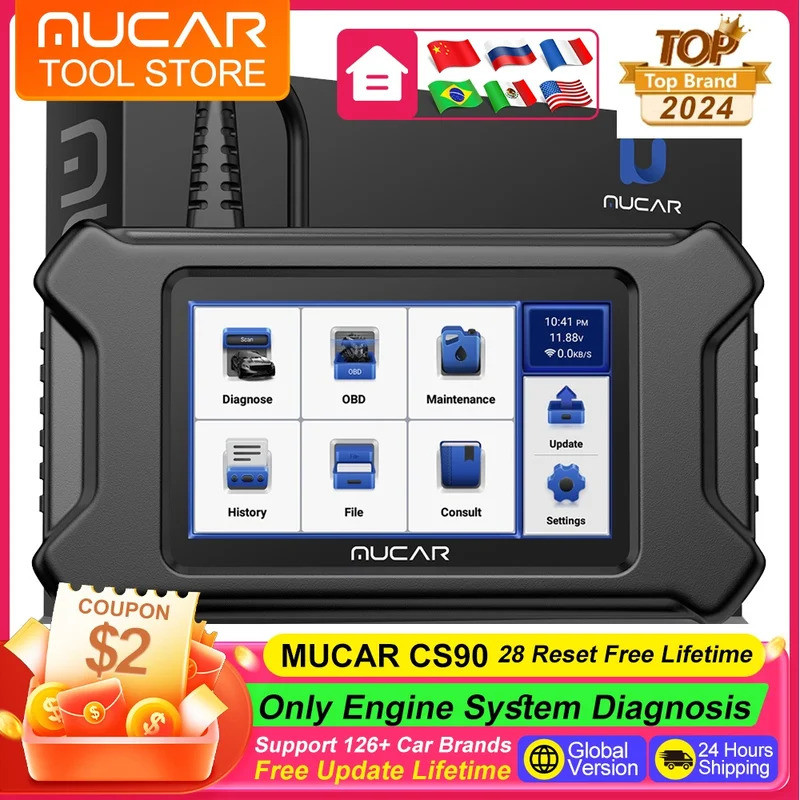 MUCAR CS90 Diagnostic Tools Engine System Diagnosis OB2 Scanner 28 ...