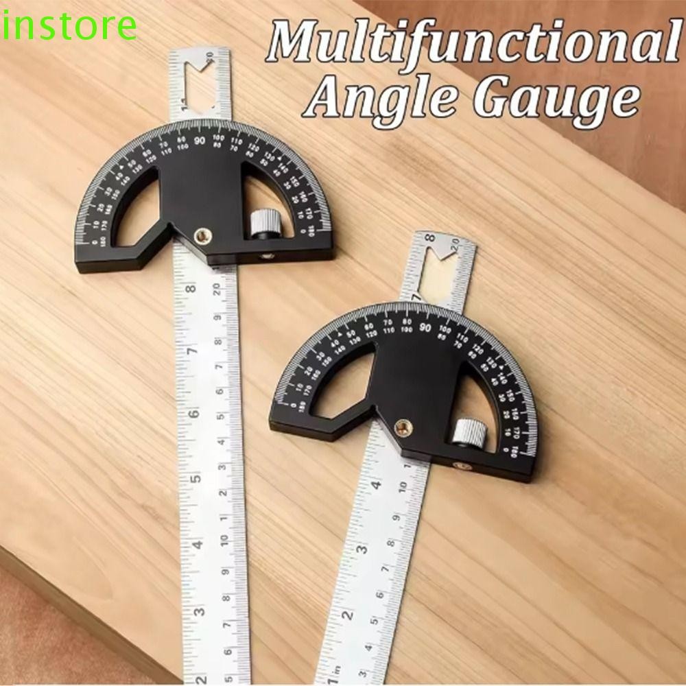 INSTORE Angle Gauge, 8/12 Inch 180 ° Angle Ruler Protractor, Measuring ...