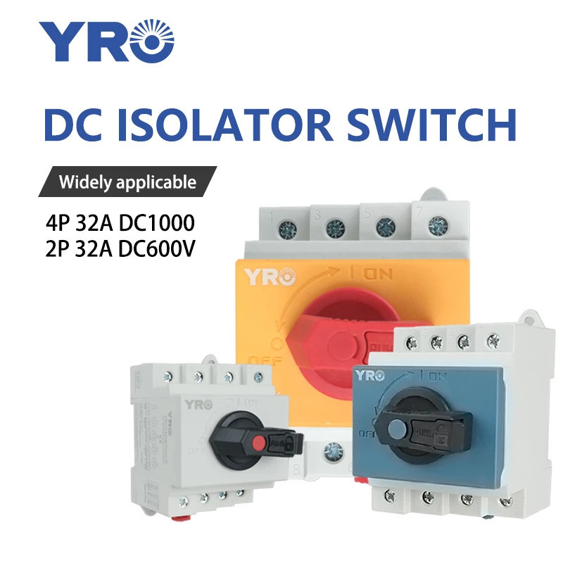 DC Solar Isolator Switch 4P 32A 1000V Din Rail Mounting Rotating Handle ...