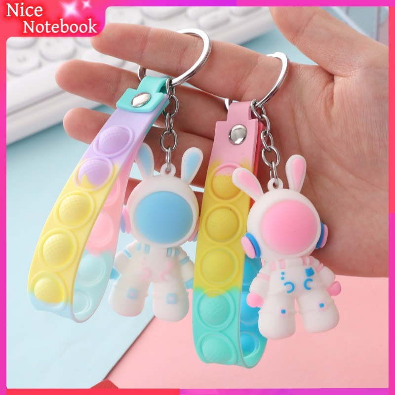 Cute Astronaut Space Rabbit Keychain Creative Doll Couple Backpack ...