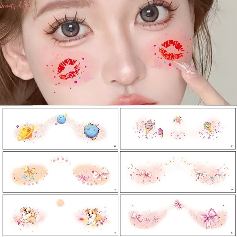 1/2/3 Sheet Cute Girl Powder Blusher Tattoo Stickers - Face Makeup ...