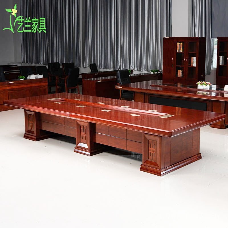 Solid Wood Combination Large Table and Chair Set for Government ...
