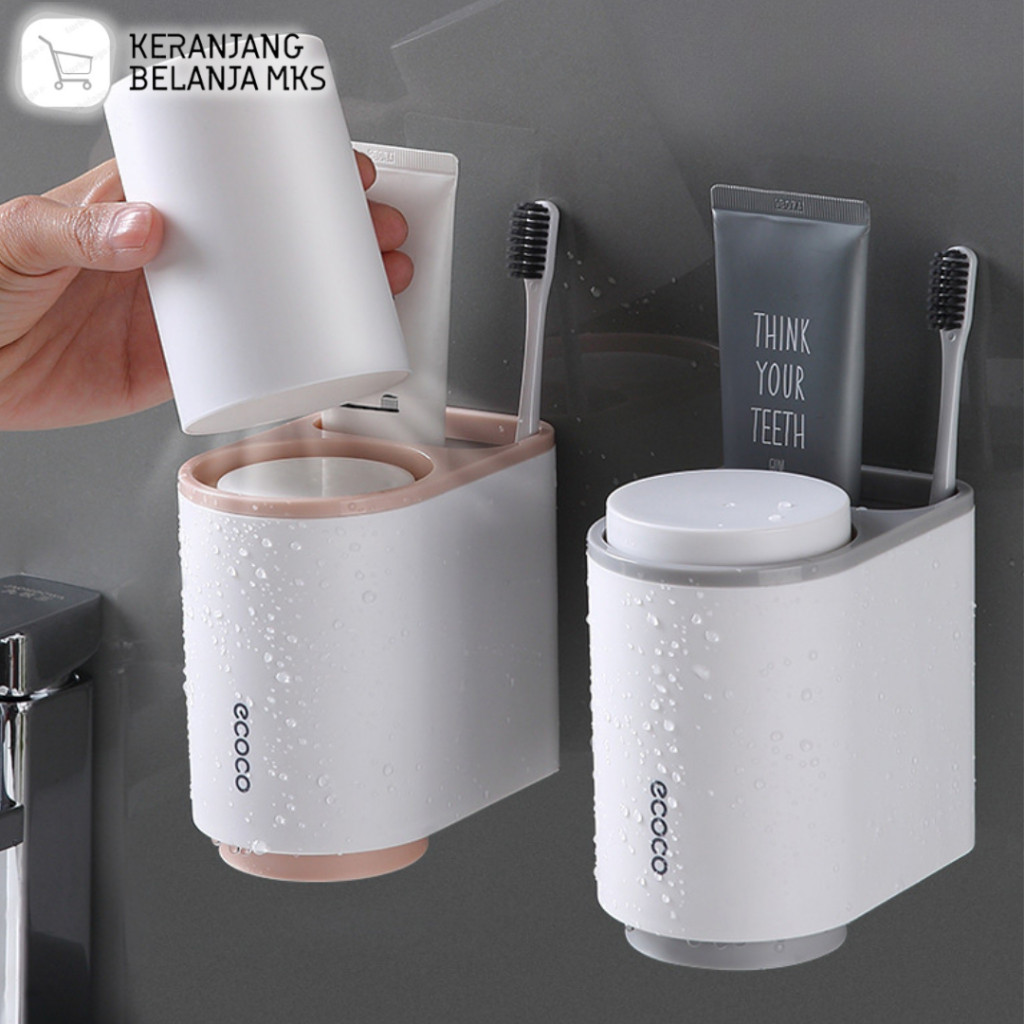 Bathroom Wall Mounted Shelf with Toothbrush Holder and Toothpaste with ...
