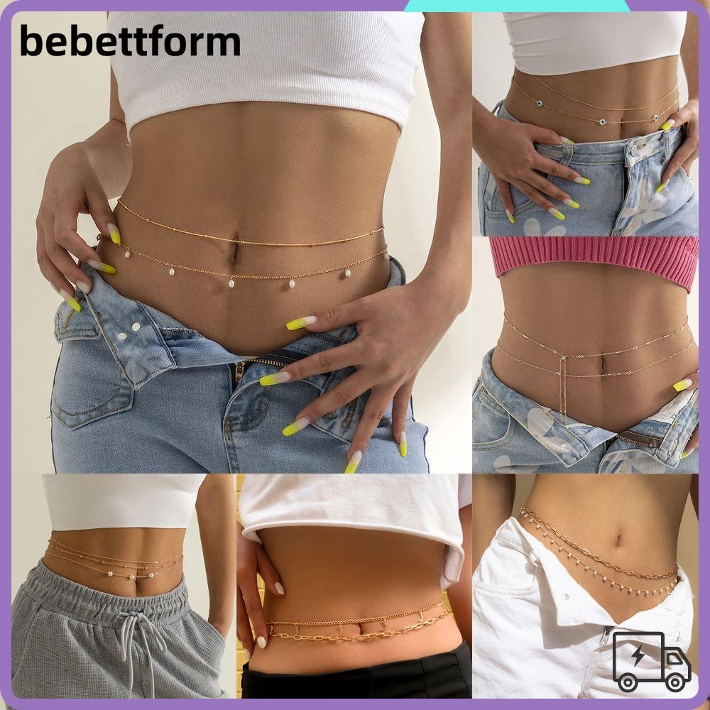 BEBETTFORM Simple Layered Waist Chain Boho Body Jewelry Beads Belly ...