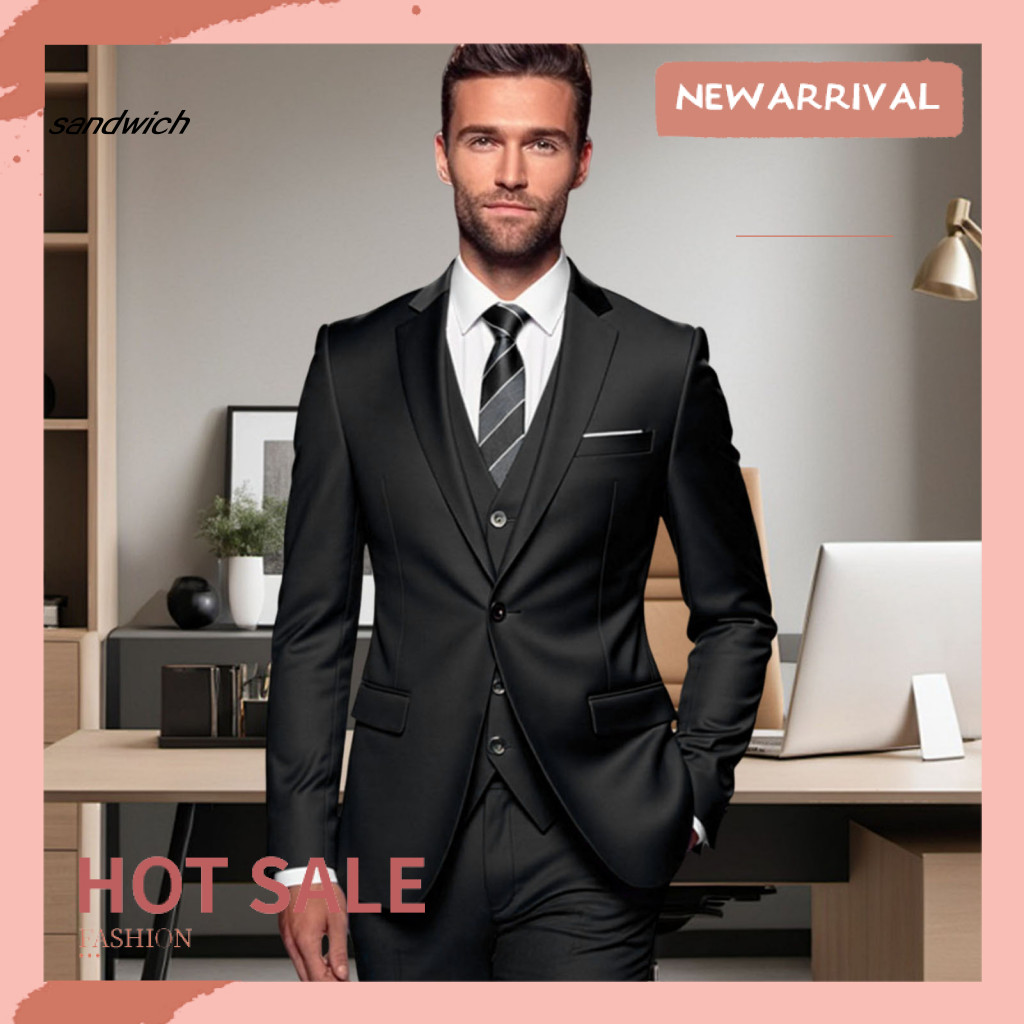 SAND Easy to Clean Suit Slim Fit Men Suit Set 3pcs Men's Slim Fit ...