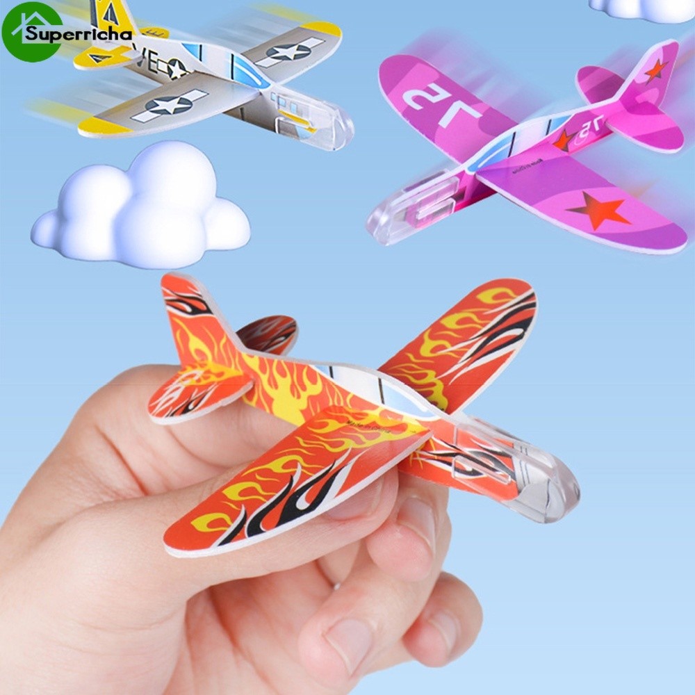 Mini Creative Random Color Foam Small Plane 3D Hand Throw Flying Glider ...