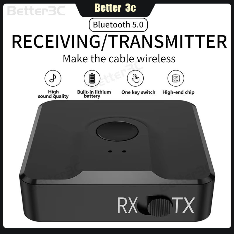 2-in-1 Bluetooth 5.0 Transmitter & Receiver – 3.5mm AUX Adapter With 300mAh Battery