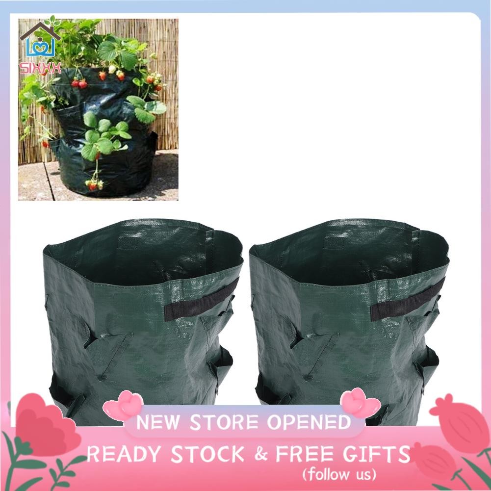 Sixxx 2PCS 10 Gallon Strawberry Planter Growing Bags Container With 8 ...