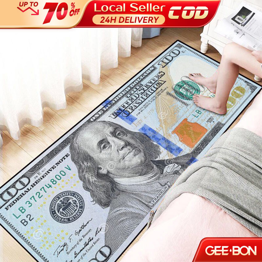 GEEBON 100 Dollar Bill Carpet Rug Washable Non Slip Area Rug Runner ...