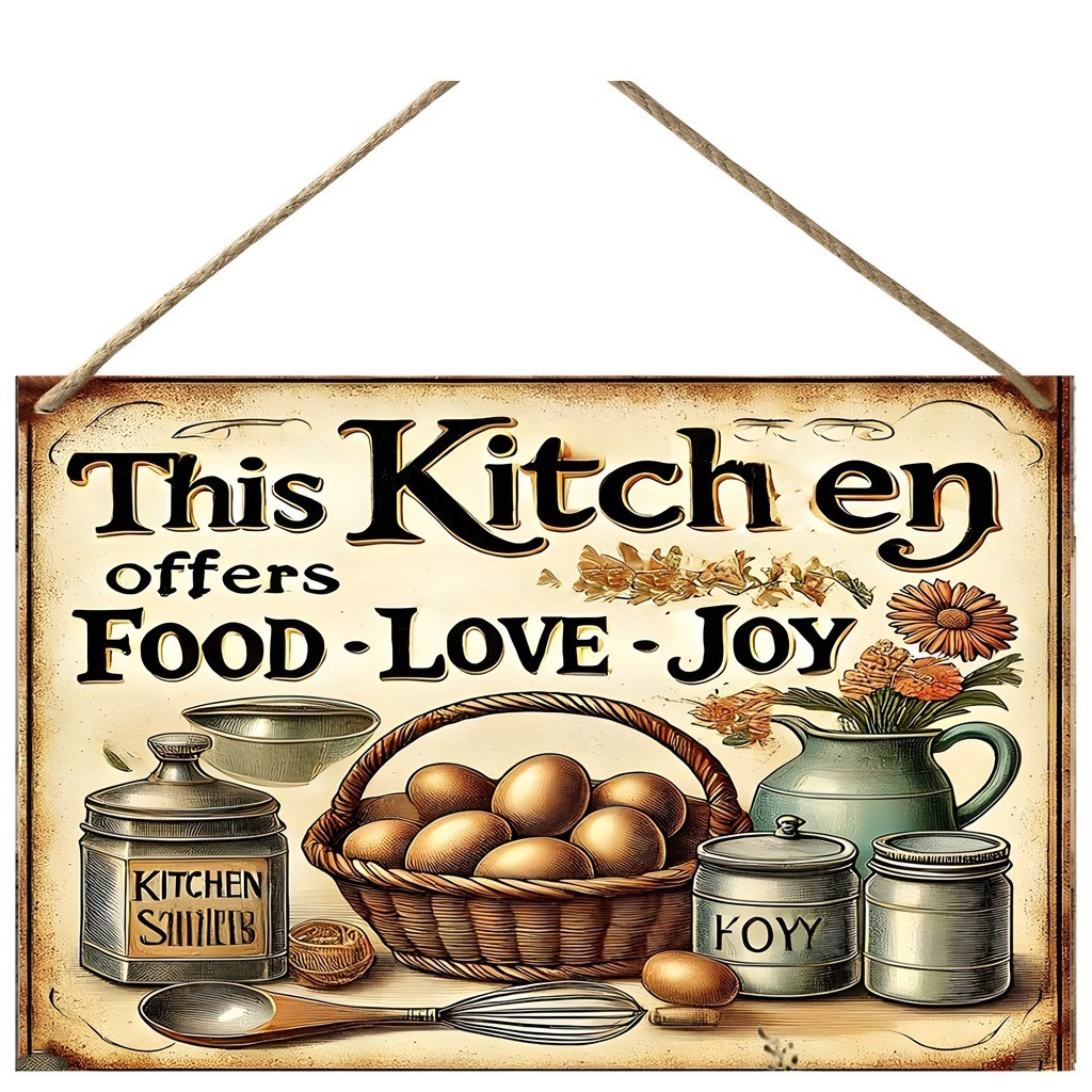 1PC Wooden Hanging Sign, Sign, Plaque, Logo Country Farmhouse Kitchen ...