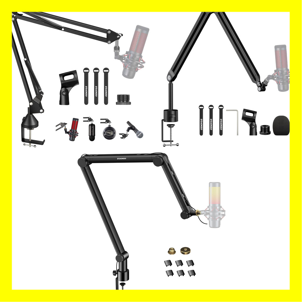 Bras De Microphone Aokeo AK-59 - Réglable Pour Bureau - Compatible Blue Yeti, HyperX QuadCast, Elgato Wave, Etc.